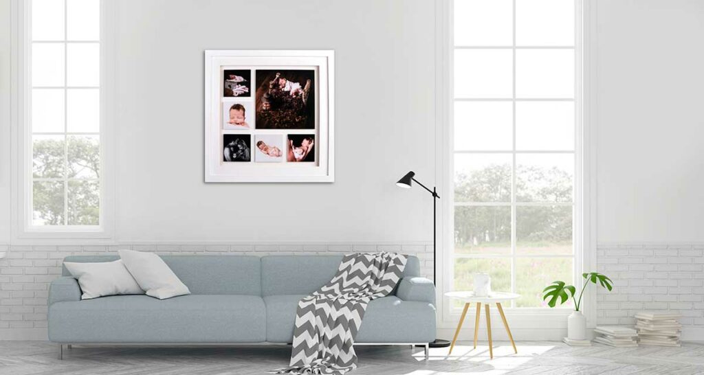 Multi frame product for family photo0graphy in a room setting